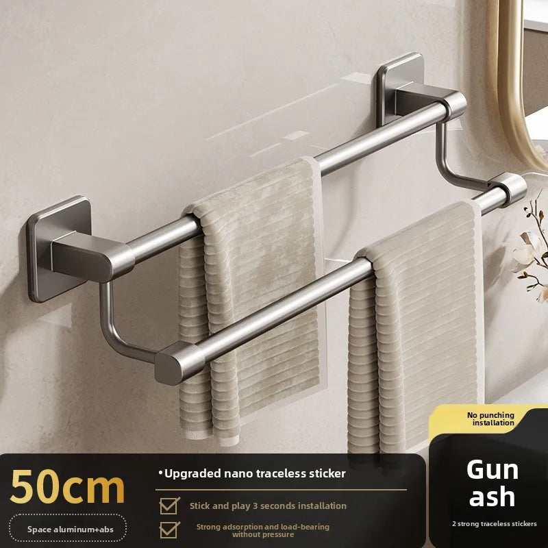 Adhesive Towel Rack 30-80cm Adjustable No Drill Bathroom