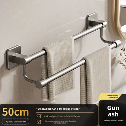 Adhesive Towel Rack 30-80cm Adjustable No Drill Bathroom