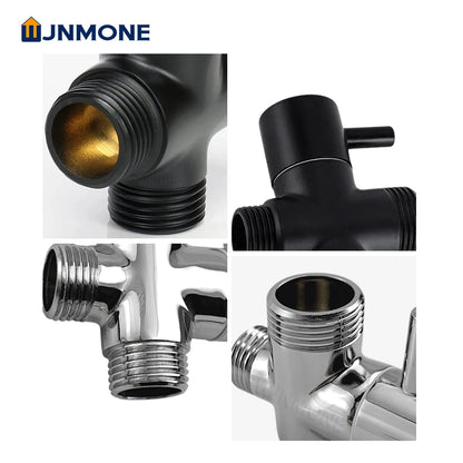 Black Silver G1/2in G3/4in T-Adapter Water Connector 3way