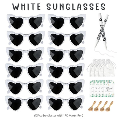 12-100pcs Wedding Sunglasses Guests Heart Shaped Sunglasses