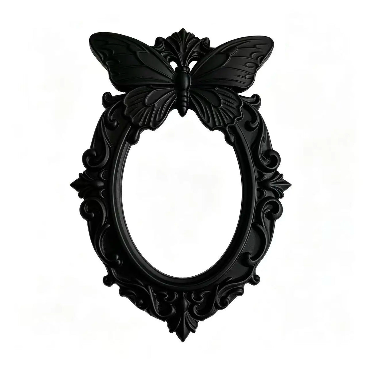 Black Butterfly Gothic Photo Frame Vintage Ornate Oval