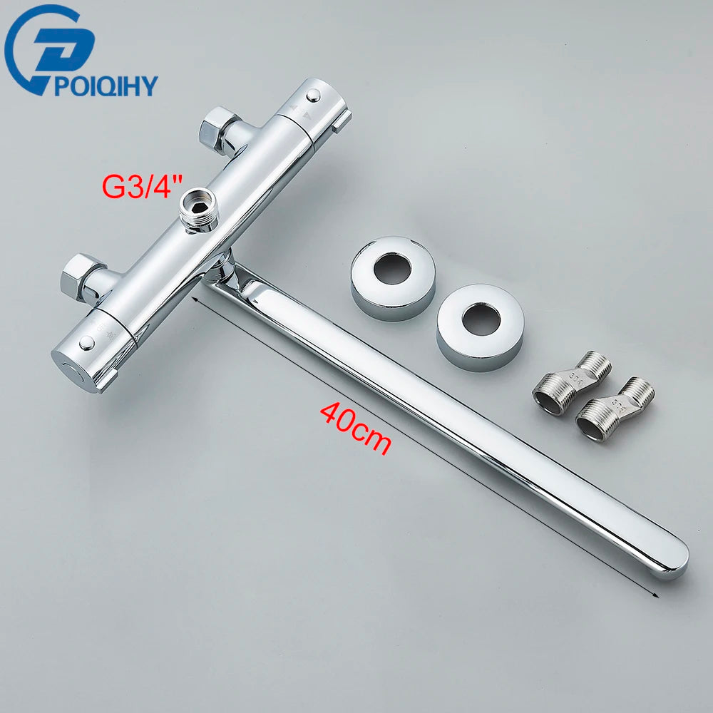 Chrome Mixer Thermostat Wall Mounted Thermostatic Shower Brass