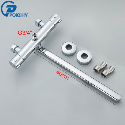 Chrome Mixer Thermostat Wall Mounted Thermostatic Shower Brass