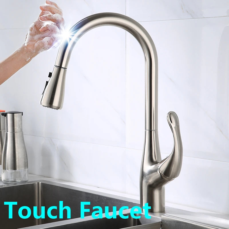Brushed Nickel Touch On Faucet Quality Brass Cold