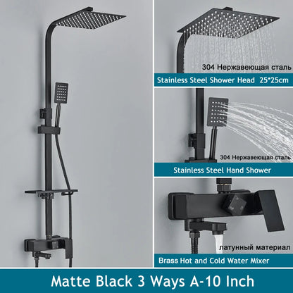 Shinesia Black/Chrome Bathroom Shower System Rainfall Shower