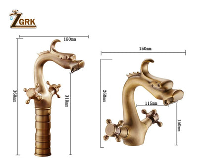 Zgrk Chinese Dragon Basin Faucet Bathroom Deck Mounted