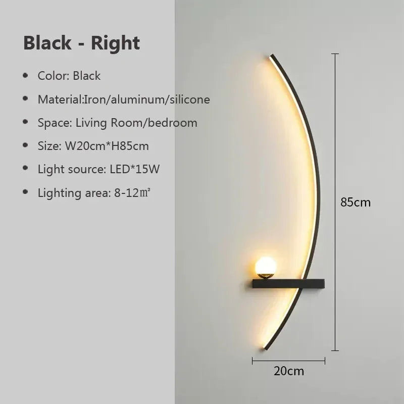 Modern Led Simple Art Bedroom Bedside Wall Lamp
