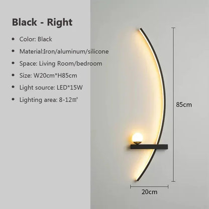 Modern Led Simple Art Bedroom Bedside Wall Lamp