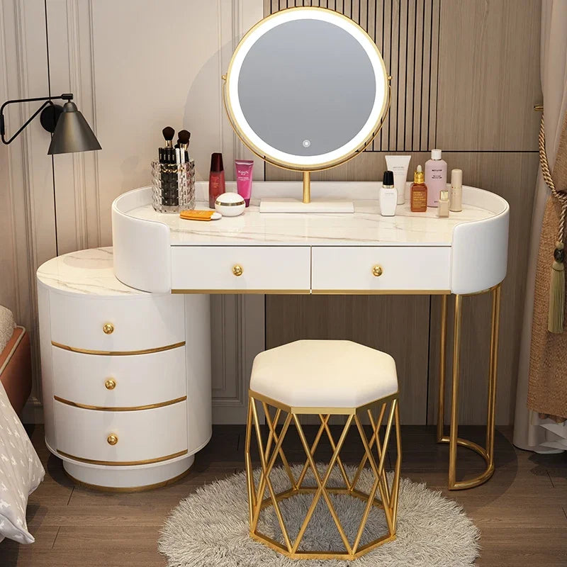 Pink White Vanity Table Women Luxury Nail European