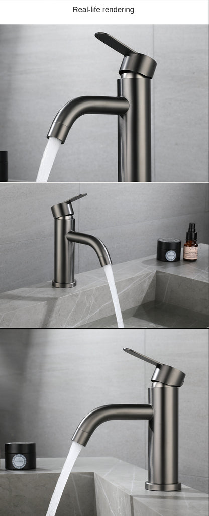 Hole Bathroom Sink Faucet Gun Gray Cold Water
