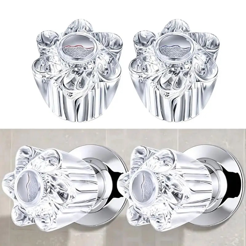 Shower Faucet Handle Replacement Knobs Pair Clear Acrylic