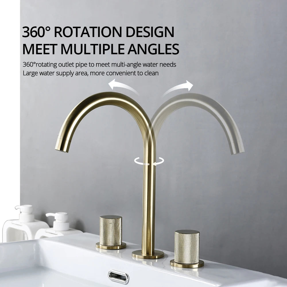 Basin Faucet Cold Tap Bathroom Knurled Double Handle