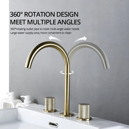 Basin Faucet Cold Tap Bathroom Knurled Double Handle