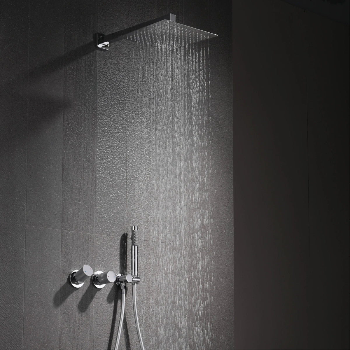 Luxury Bathroom Brass Gun Grey Wall-Mounted Shower System