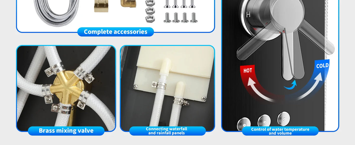 Function Shower Column Panel Stainless Steel Rain Massage