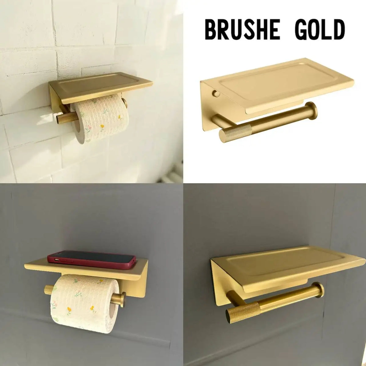 Brushed Gold Towel Bar Toilet Seat Rack Robe