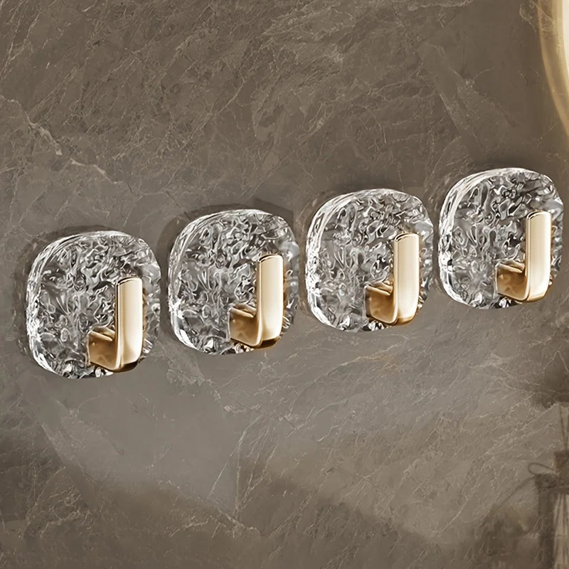 Drill-Free Ice Flower Hooks Bathroom Towel Rack Hooks