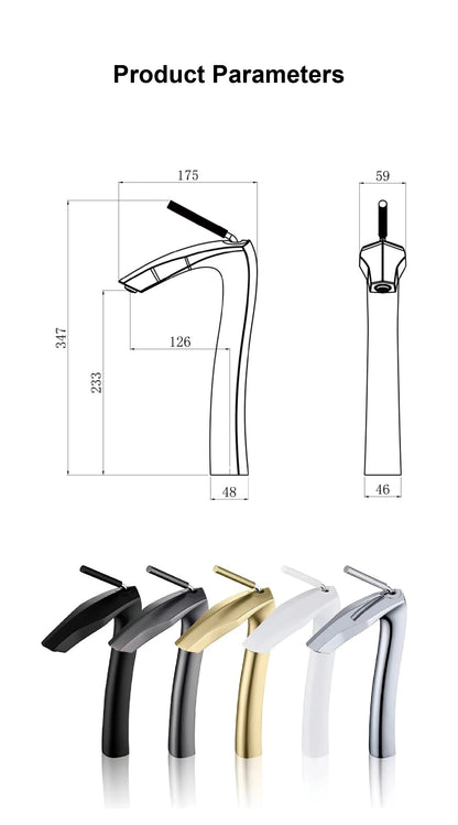 Luxury Brushed Gold Brass Bathroom Faucet Modern Ceramic