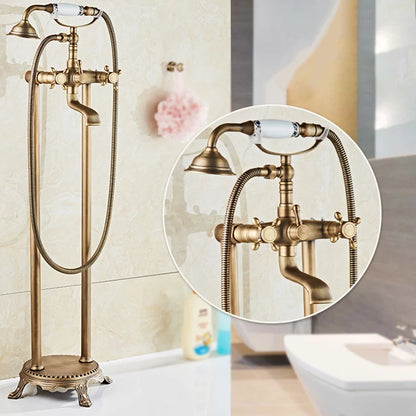 Brass Bathroom Faucet Bathtub Faucets 360 Rotation Floor