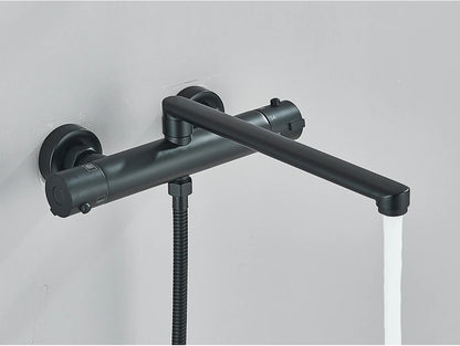 Chrome Black Bathtub Faucet Wall Mounted Thermostatic Shower