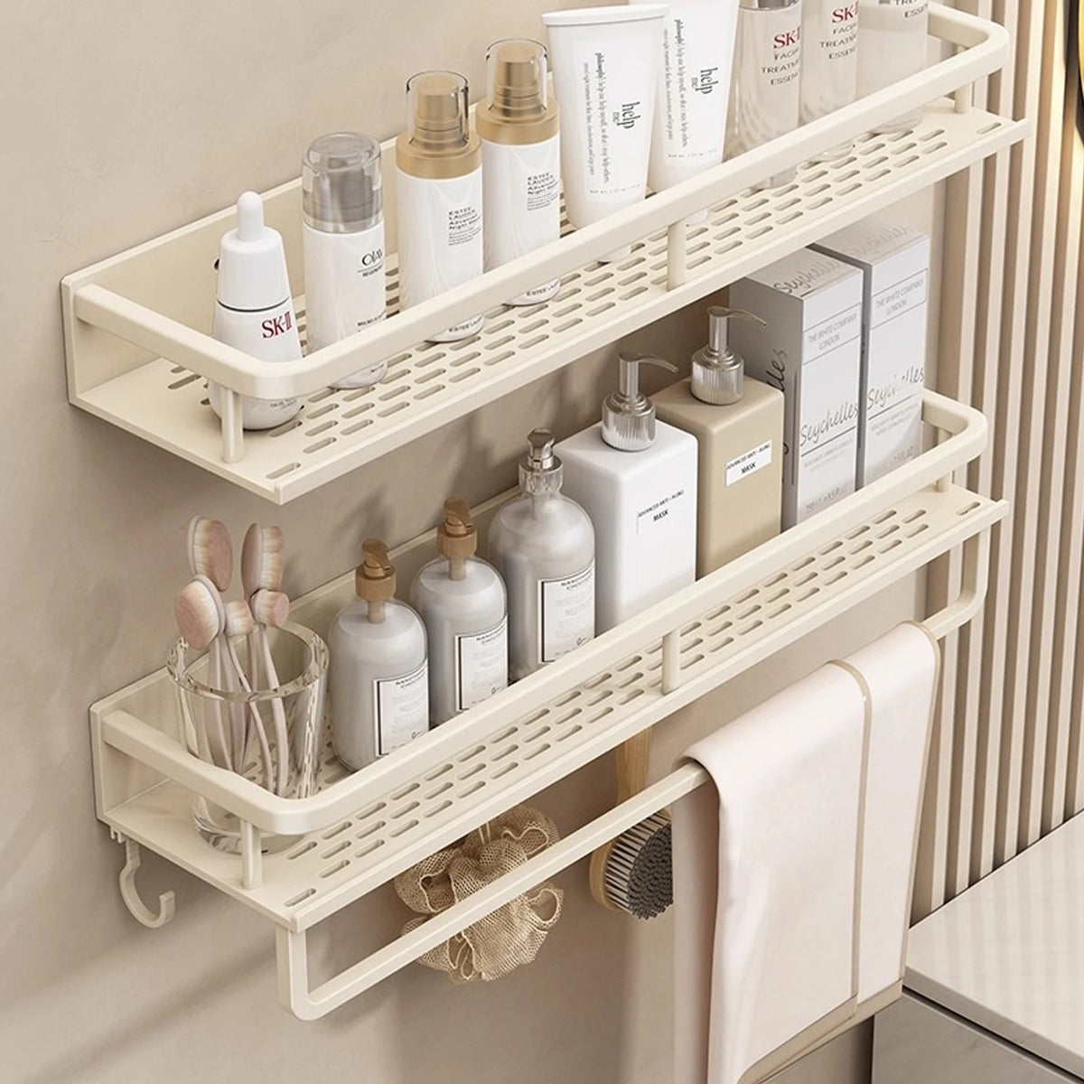 Punch-Free Bathroom Rack Bathroom Shelf Toilet Space Aluminum
