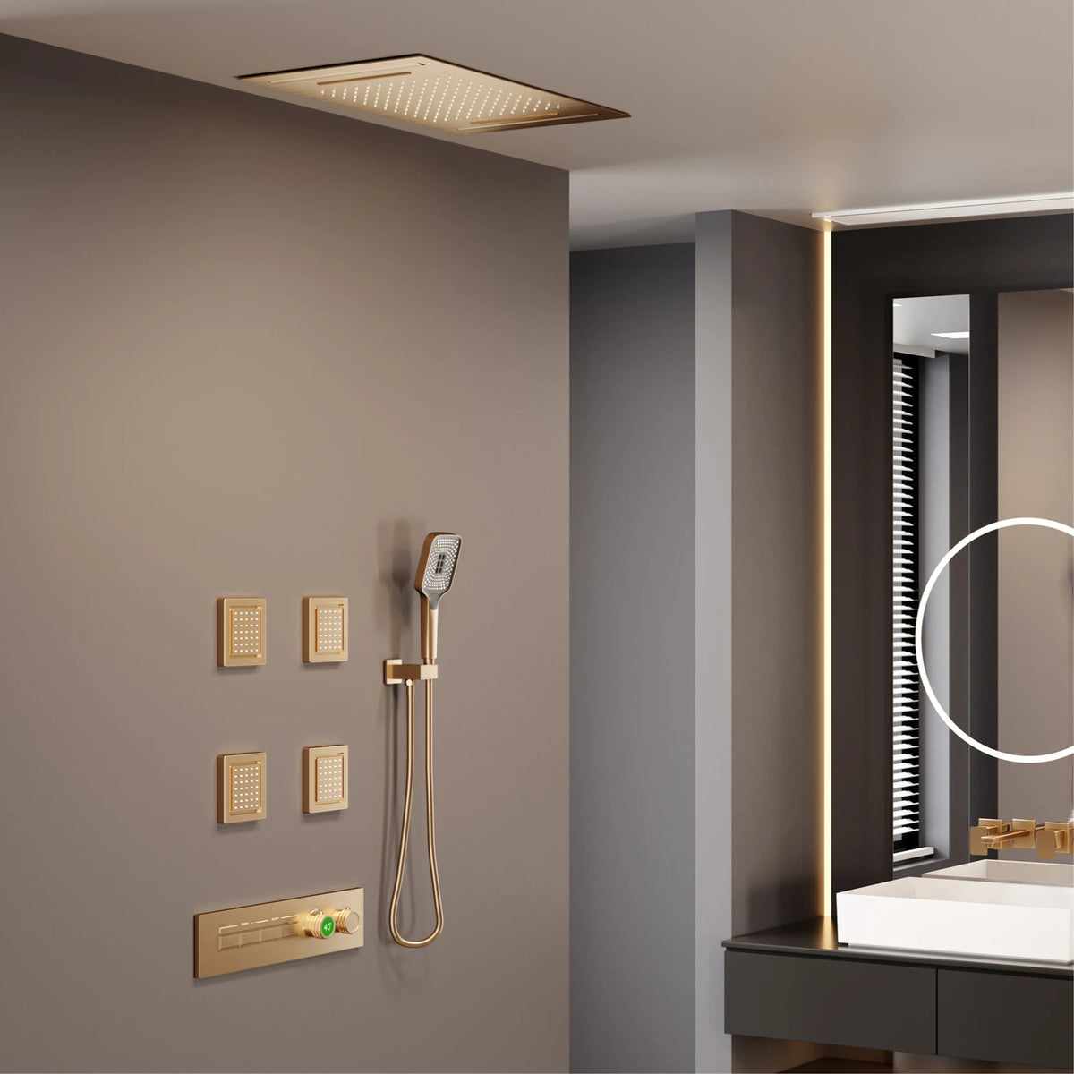 Luxury Gun Gray Brass Shower System Ceiling Design