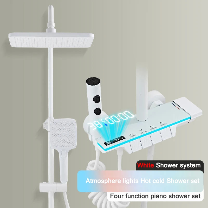 Gold Piano Digital Display Bathroom Shower Brass Bathroom