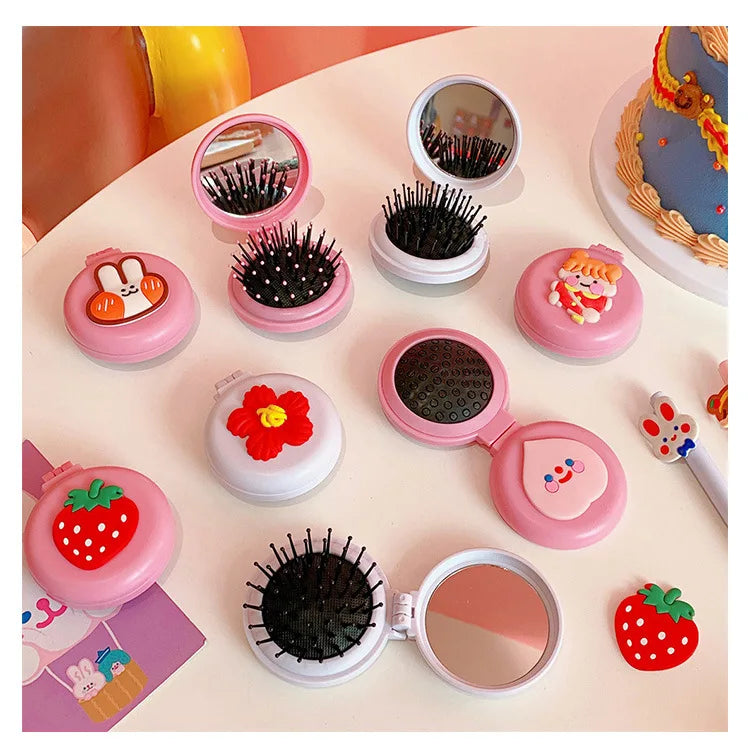 1pcs Mini Cute Folding Air Comb Mirror Compact