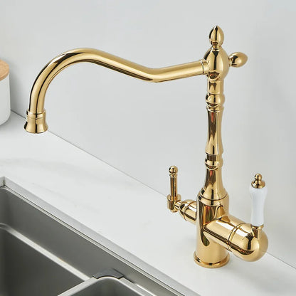 Antique Waterfilter Tap Faucet Gold Mixer Drinking Purify