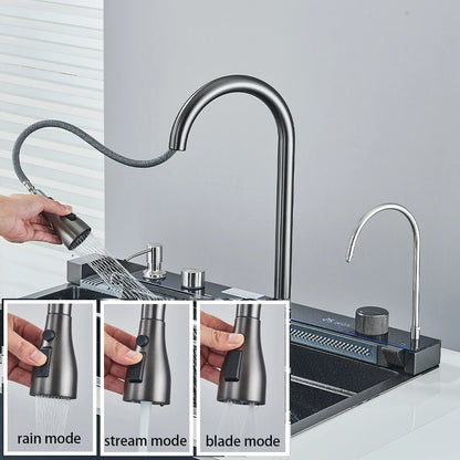 304 Stainless Steel Waterfall Sink Digital Display Large