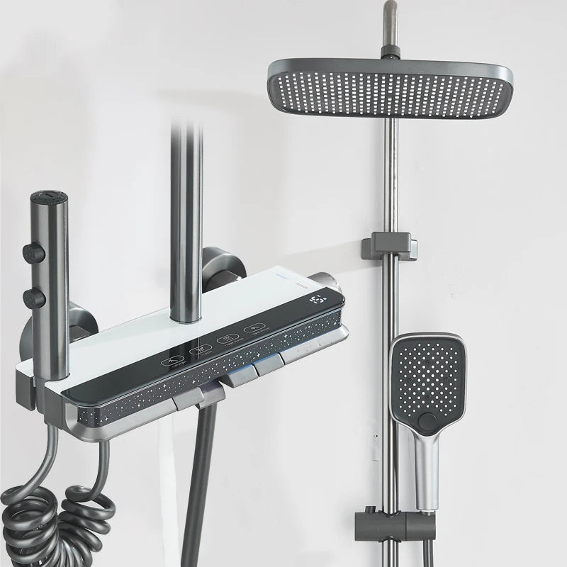 Shinesia Gray Rainfall Shower System Aluminium Tropical Shower