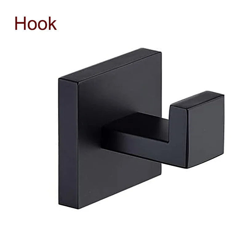 Black Bathroom Stainless Steel Wall Rack Towel Rack