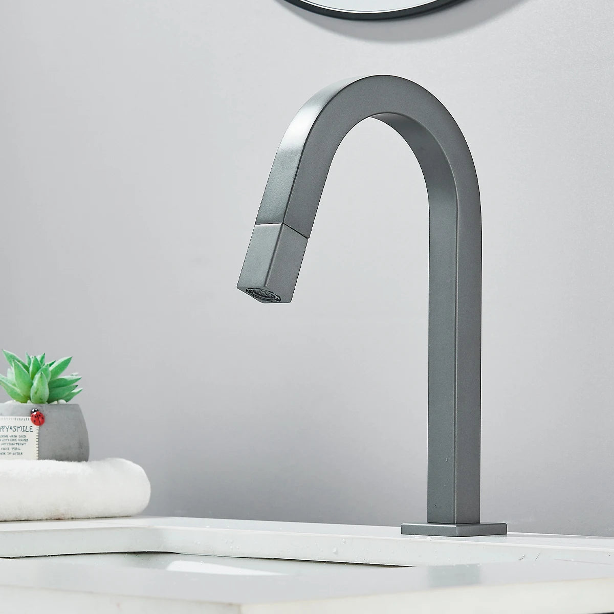 Fmhjfisd Basin Sink Faucet Black/Chrome Deck Mount Cold