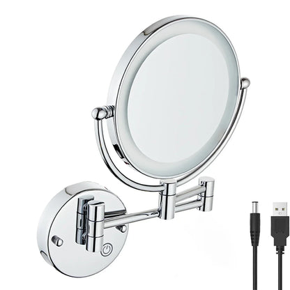 Rose Gold Touch On Led Folding Bathroom Mirror