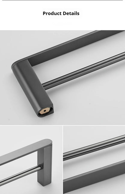 Gunmetal Grey Full Brass Bathroom Storage Towel Rack