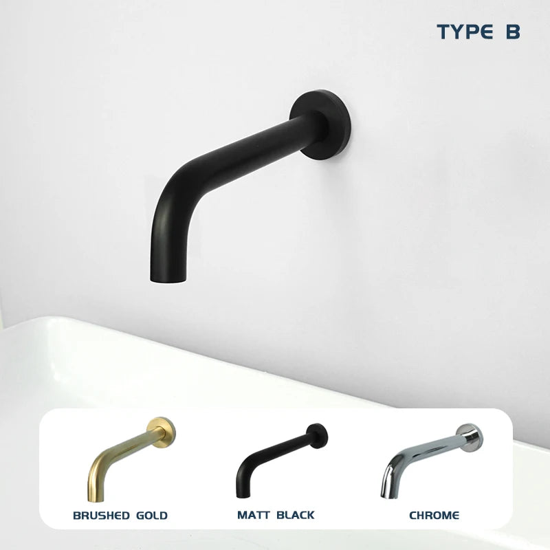 Brass Brushed Gold Mixer Faucet Wall-Mounted Round Square
