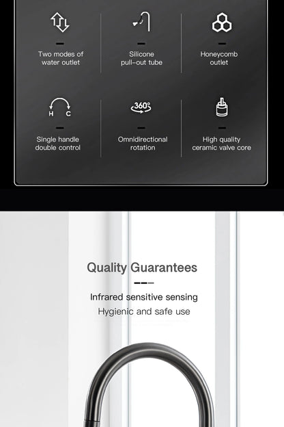 Light Luxury Gun Gray Brass Faucet Digital Display