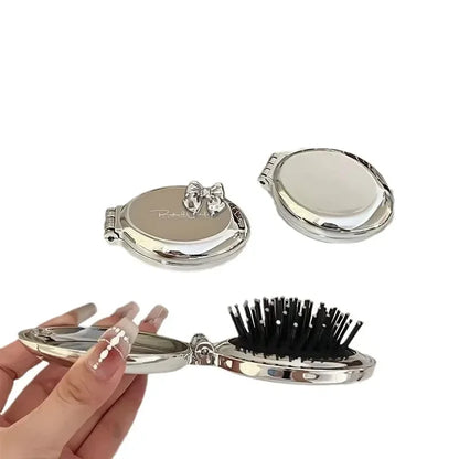Mini Silver Folding Comb Makeup Mirror Women Girl