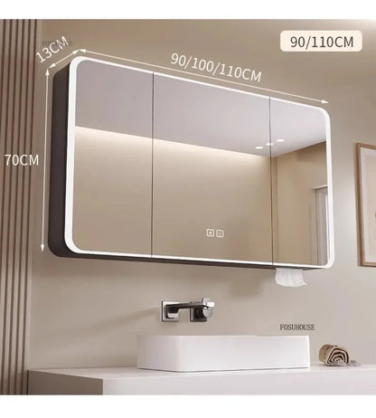 Minimalist Modern Arc-Shaped Smart Bathroom Mirror Cabinets