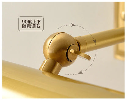 Brass Mirror Front Light Retro Bathroom Vanity Wall