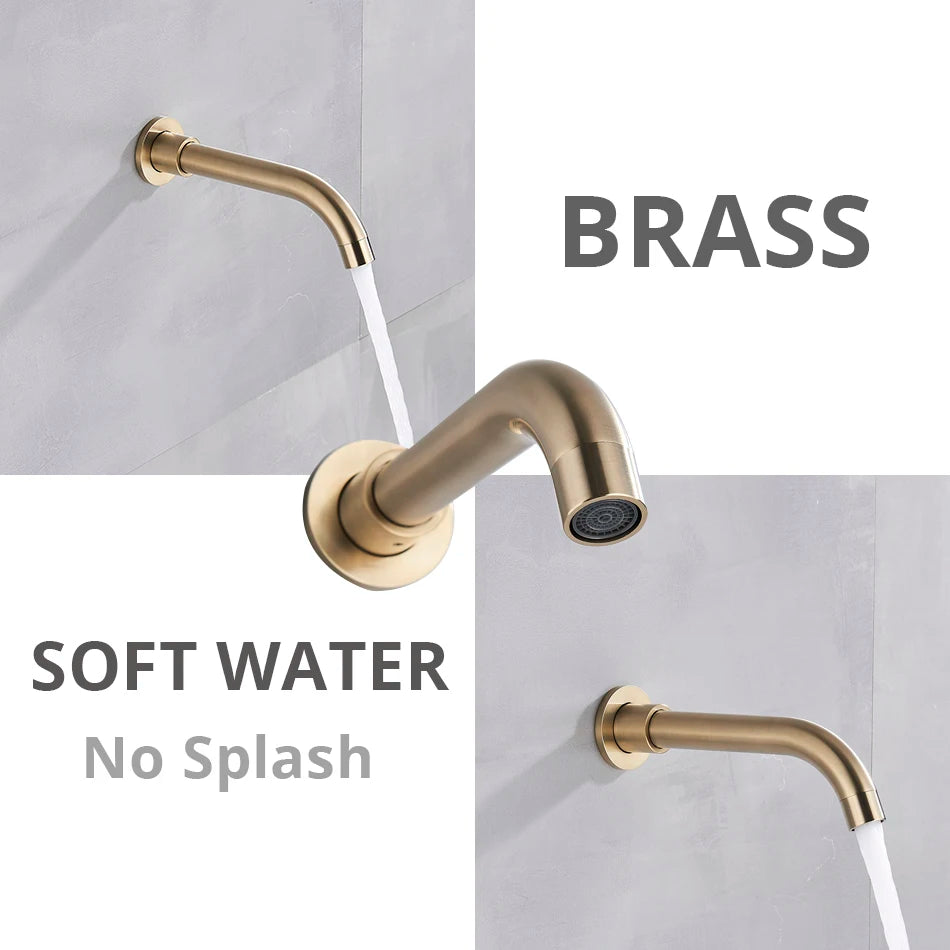 Brushed Gold Shower Faucet Wall Mount Big Rainfall