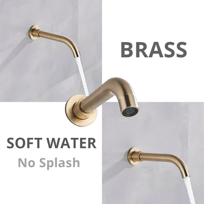 Brushed Gold Shower Faucet Wall Mount Big Rainfall