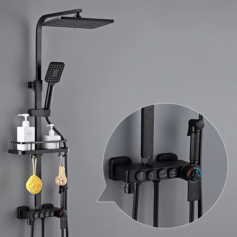 Piano Digital Display Thermostatic Bathroom Shower Cold Brass