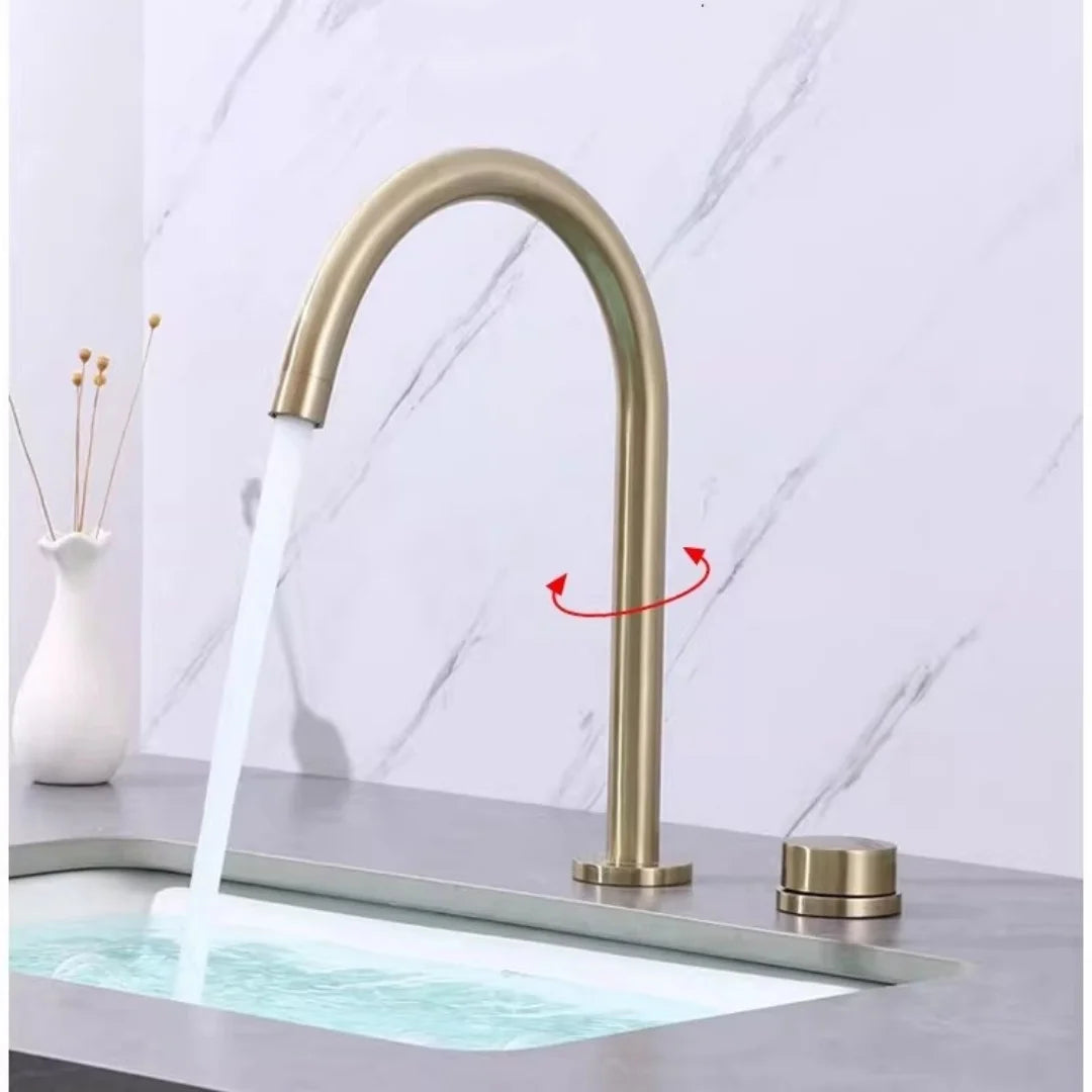 Brushed Gold Basin Faucet Nickel Sink Faucet Two