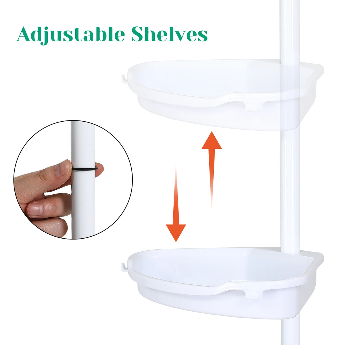 Corner Shower Caddy Tension Pole 4-Tier Adjustable Shelves