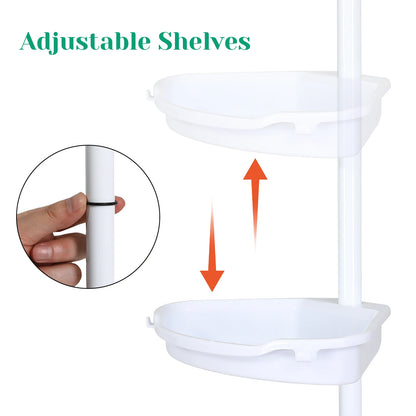 Corner Shower Caddy Tension Pole 4-Tier Adjustable Shelves