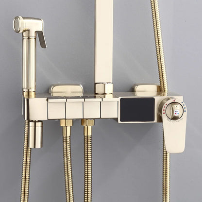 Brushed Gold Thermostatic Digital Bathroom Shower Inch Rain