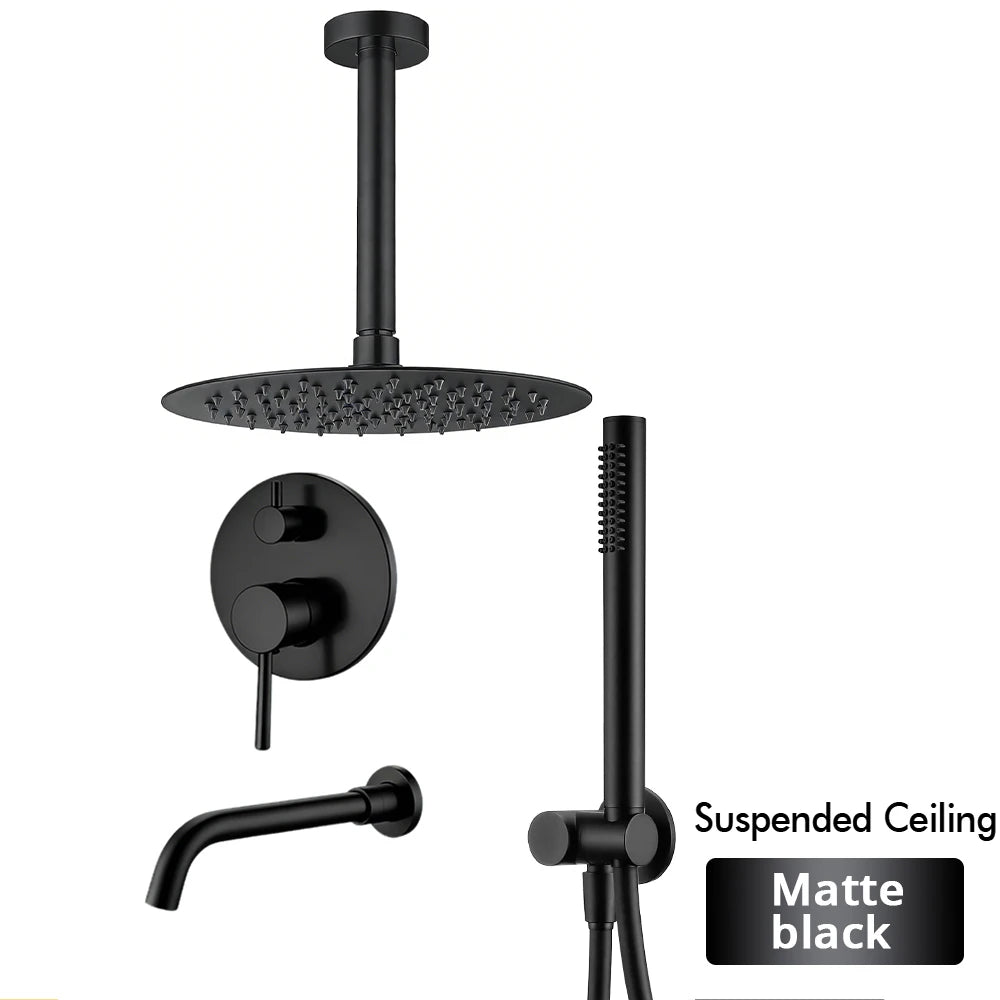 Bathroom Faucet Shower Mixer Tap Spout Black Solid