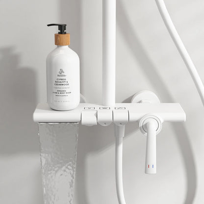 Brushed Rose Gold Bathroom Shower System Faucet 12