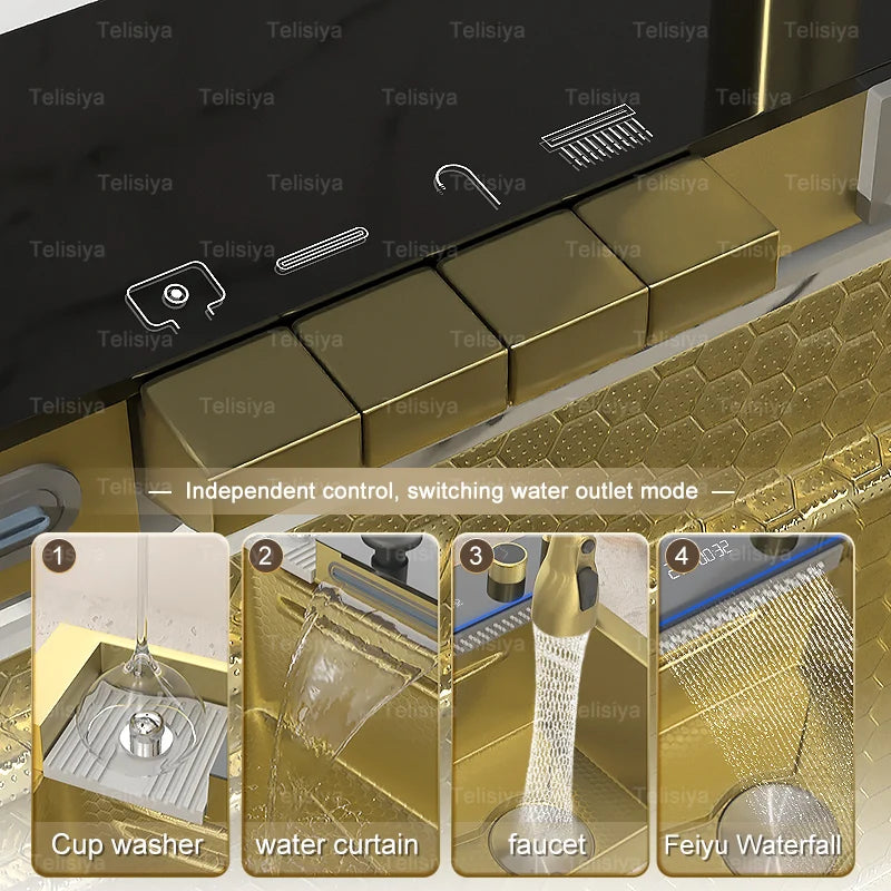 Modern Stainless Steel Sink Sinks Digital Display Large
